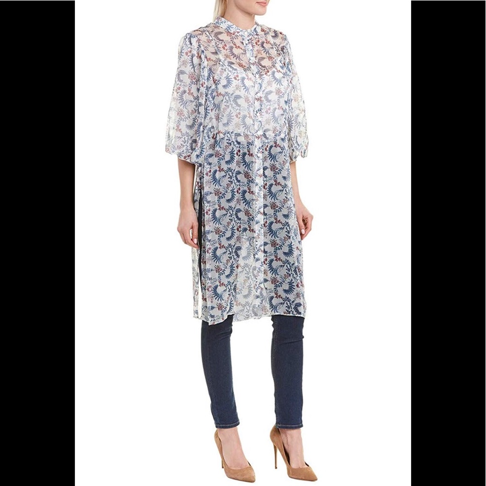 Vince Camuto  Bubble Sleeve  Floral Side Tie Tunic